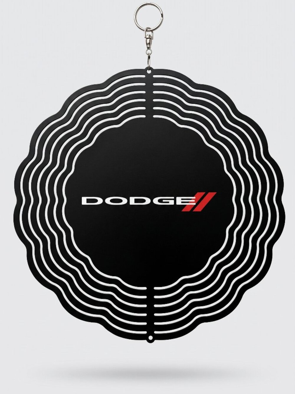 10" Dodge Logo Metal Kinetic Wind Spinner - Outdoor Garden Hanging Decor